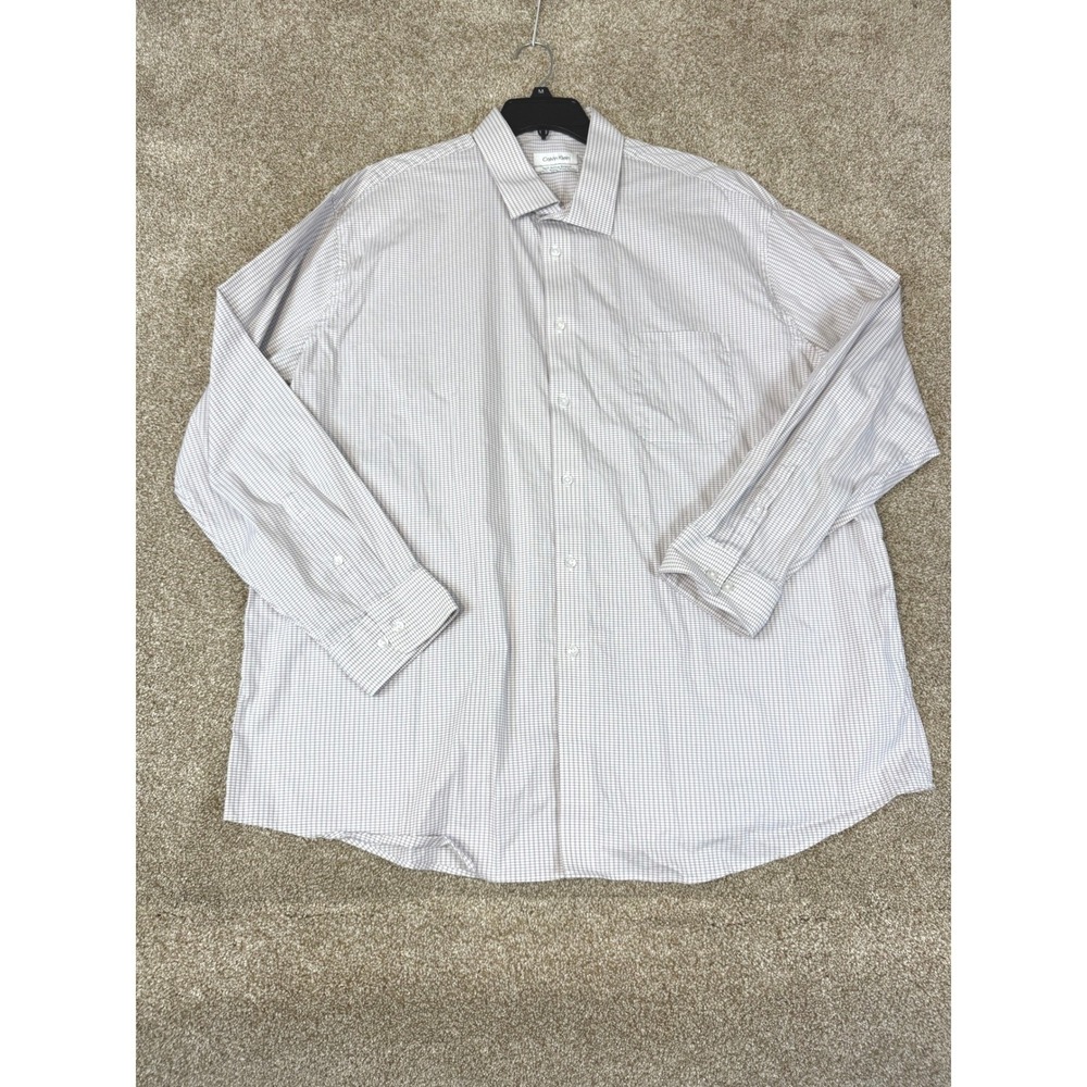 Calvin Klein Mens Tech Active Stretch Purple Check Button Down Shirt Regular Fit